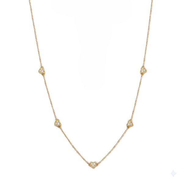 Silver CZ Studded Heart Motif Necklace | 92.5 Silver | 22K Gold Plated