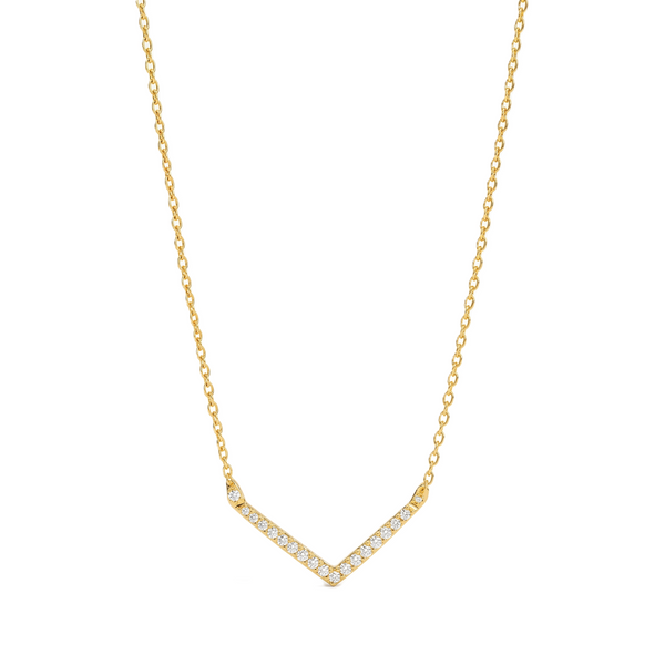 Silver CZ V-Shape Necklace | 92.5 Silver | 22K Gold Plated