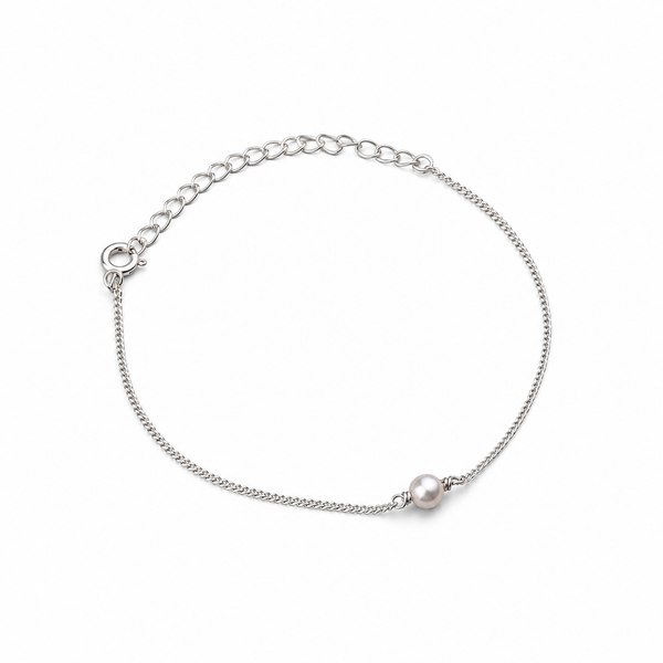 Silver Chain Single Pearl Bracelet