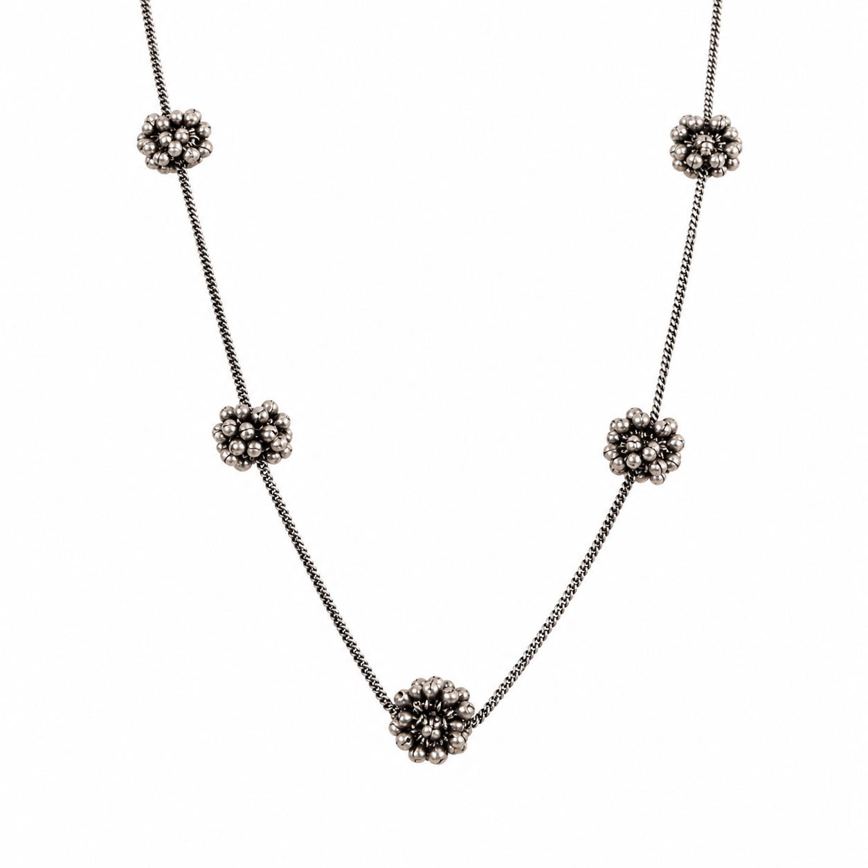 Silver Ghungroo Chain Necklace