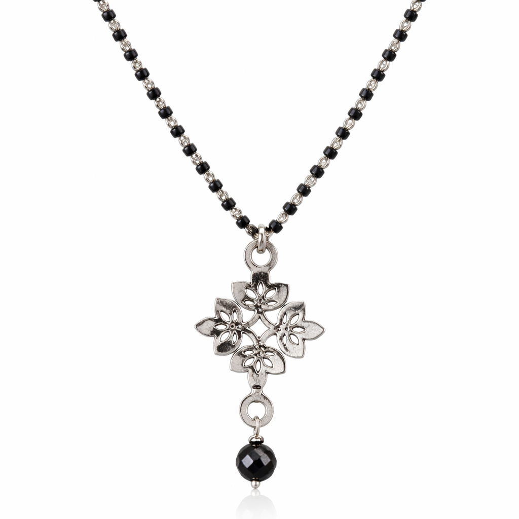 Silver Lasercut Pendant Mangalsutra