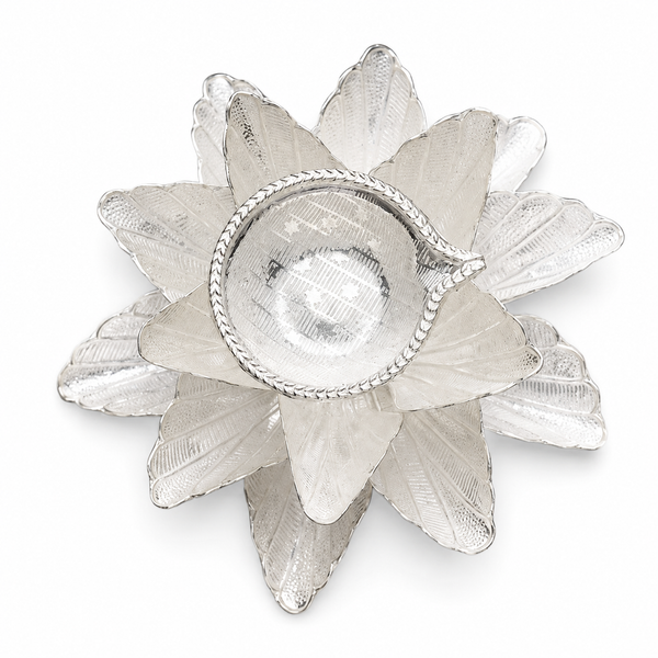 Silver Layered Flower Diya