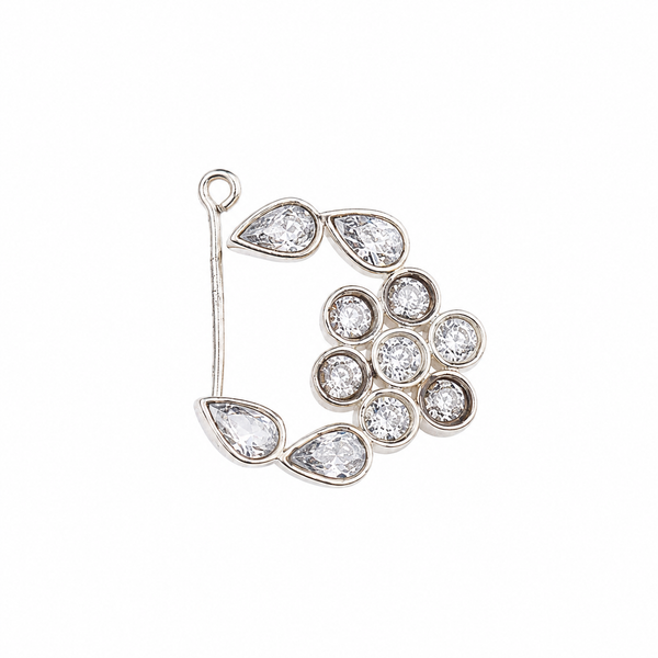Silver Nath Floral (Left, Clip on) | CZ | 92.5 Silver