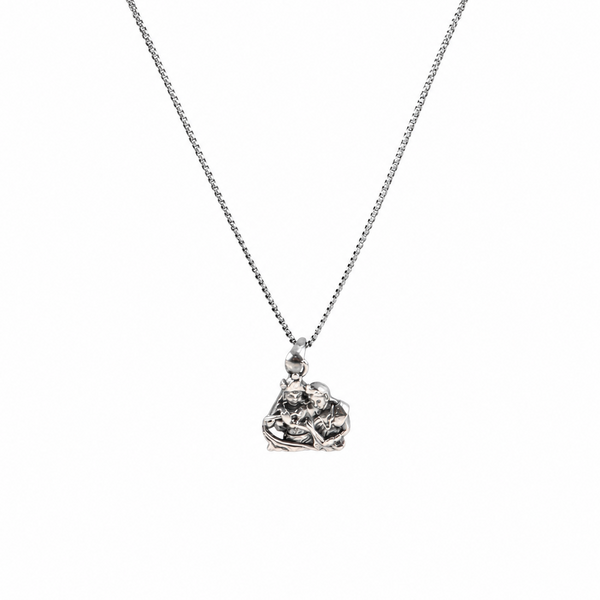 Silver Radha Krishna Pendant Necklace