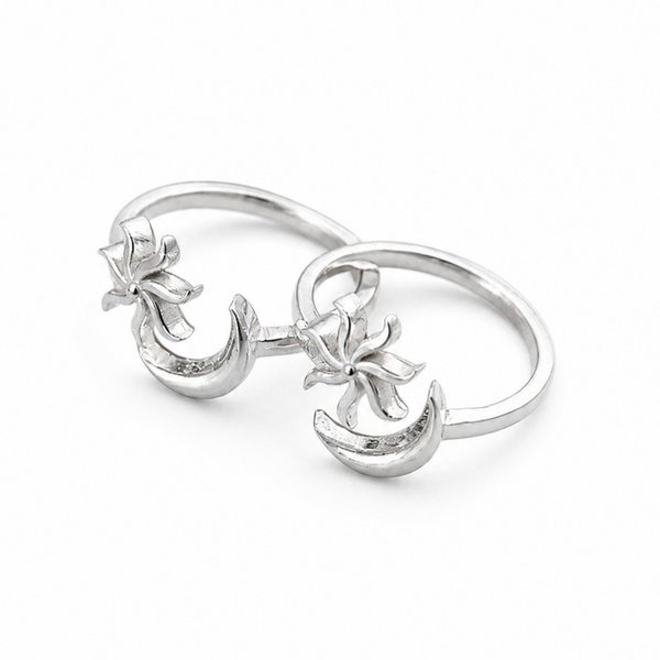 Silver Sun & Moon Motif Toering