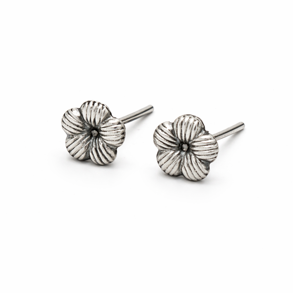 Silver Textured Flower Stud | 92.5 Silver