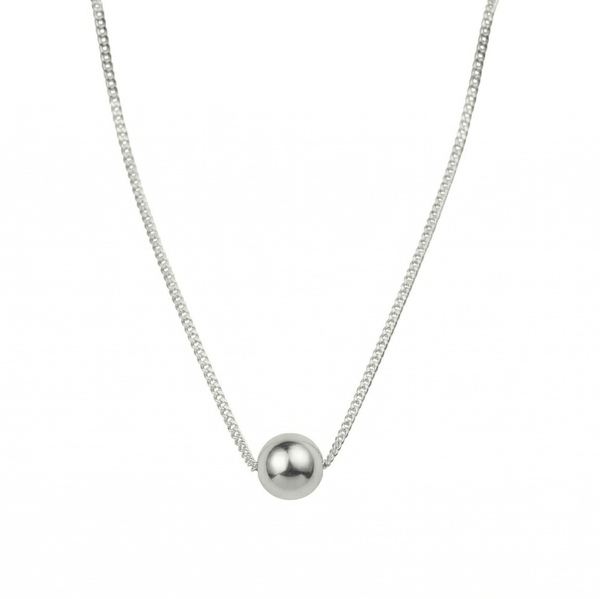 Silver Bead Chain Necklace with spherical pendant