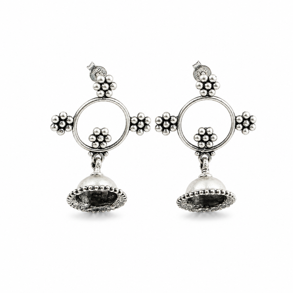 Silver Kudi Hoop Jhumki - Small size