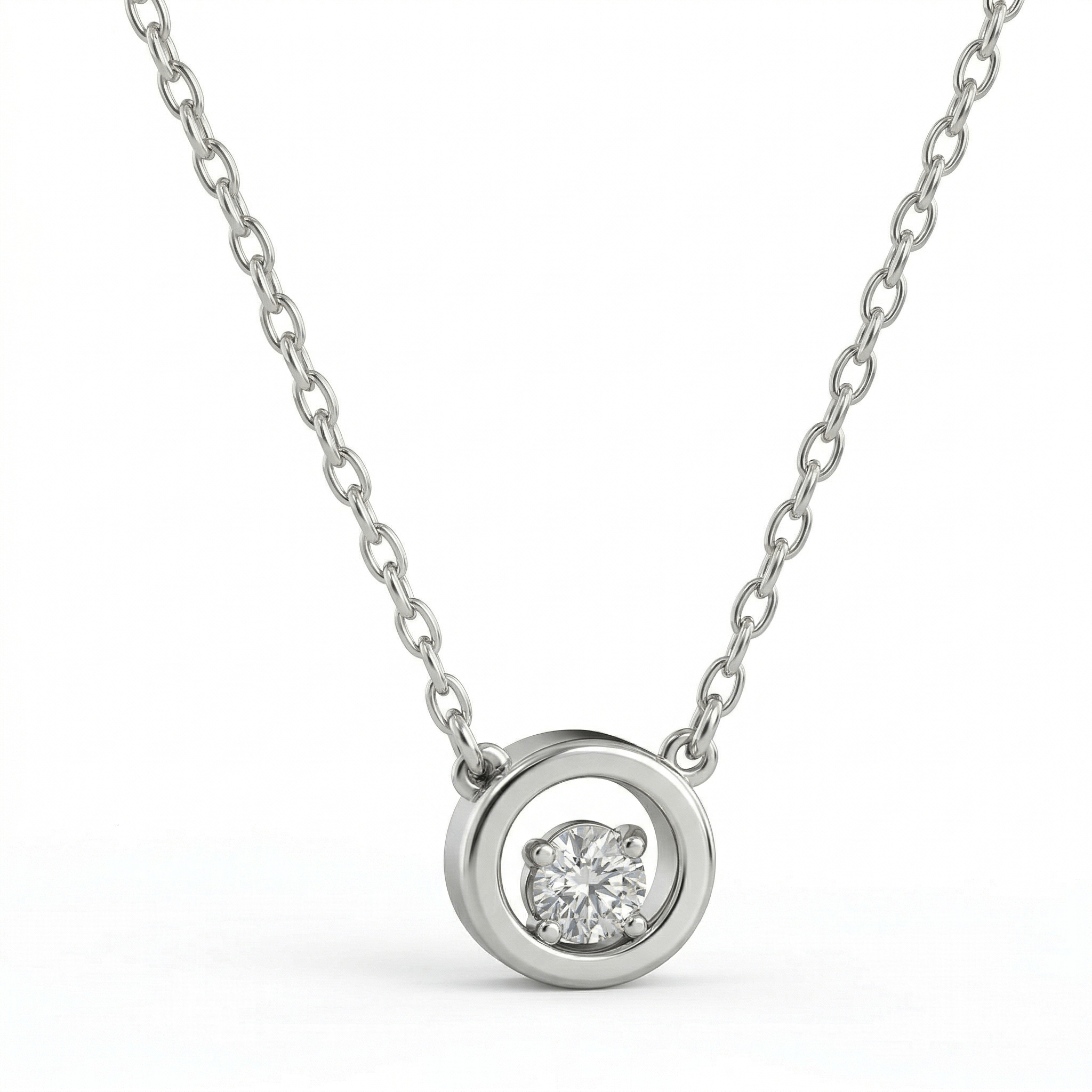 Silver necklace with CZ circle pendant