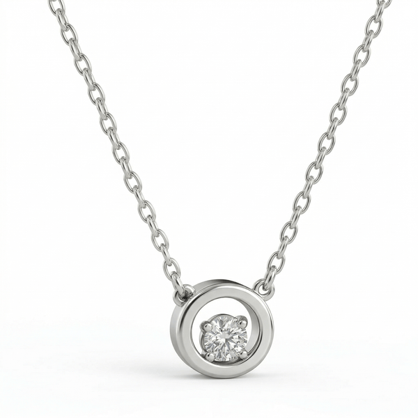 Silver necklace with CZ circle pendant