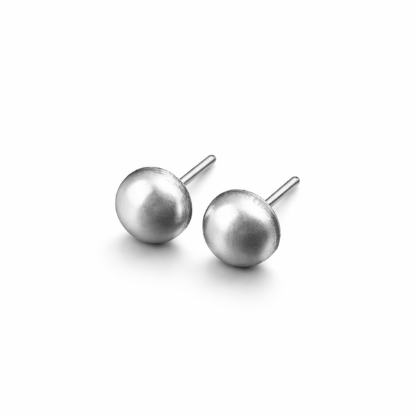 Silver oxidized small dome earrings for women