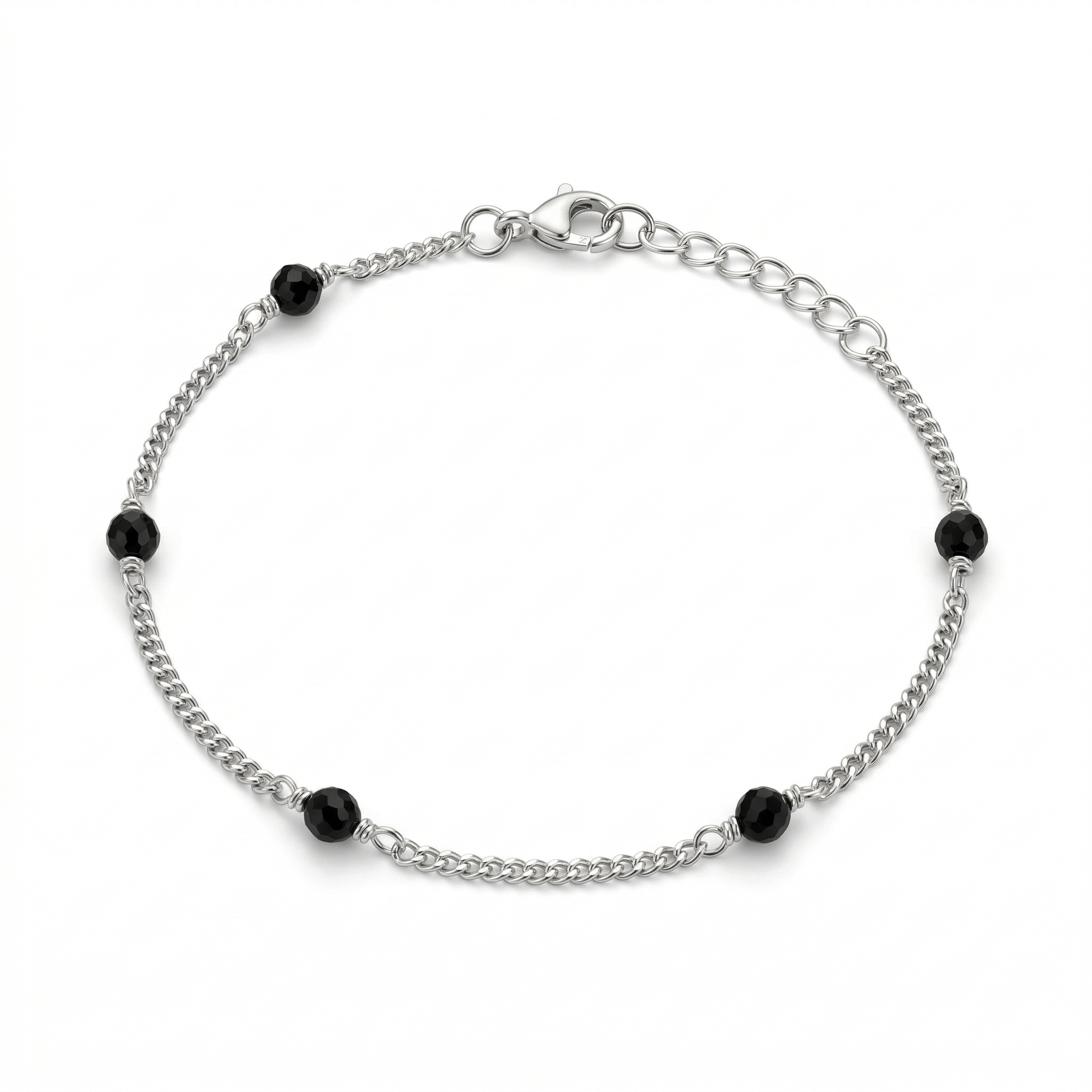 Silver Spinel Mangalsutra bracelet with black beads