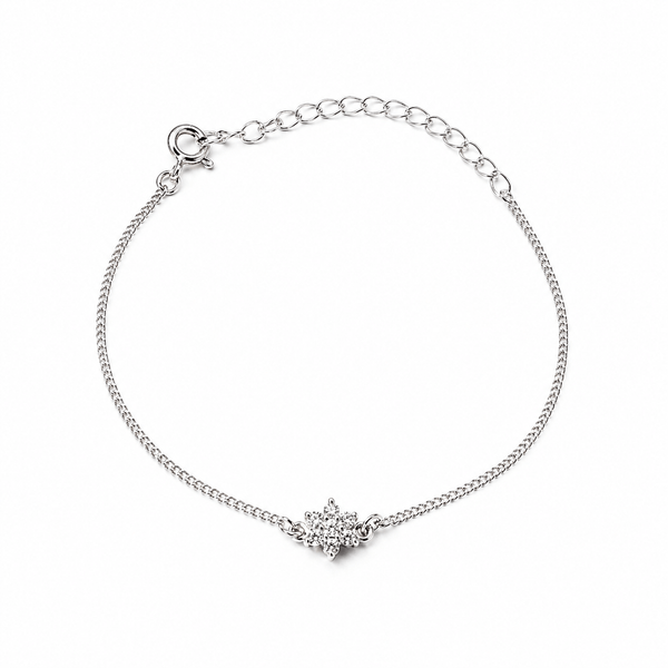 Sterling silver bracelet with floral CZ charm
