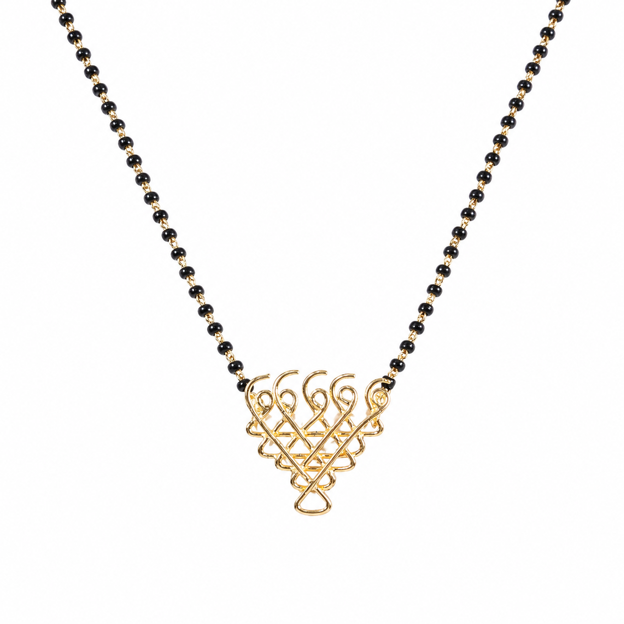 Small Motif Saraswati Mangalsutra | 22K Gold Plated
