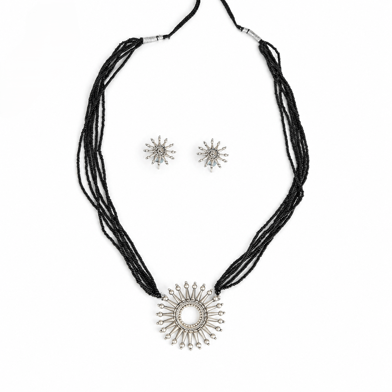 Tejaswi Surya Mangalsutra with black beads and silver pendant