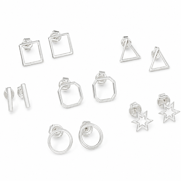 The Geometry Box - Set of 6 Earrings | 92.5 Sterling Silver