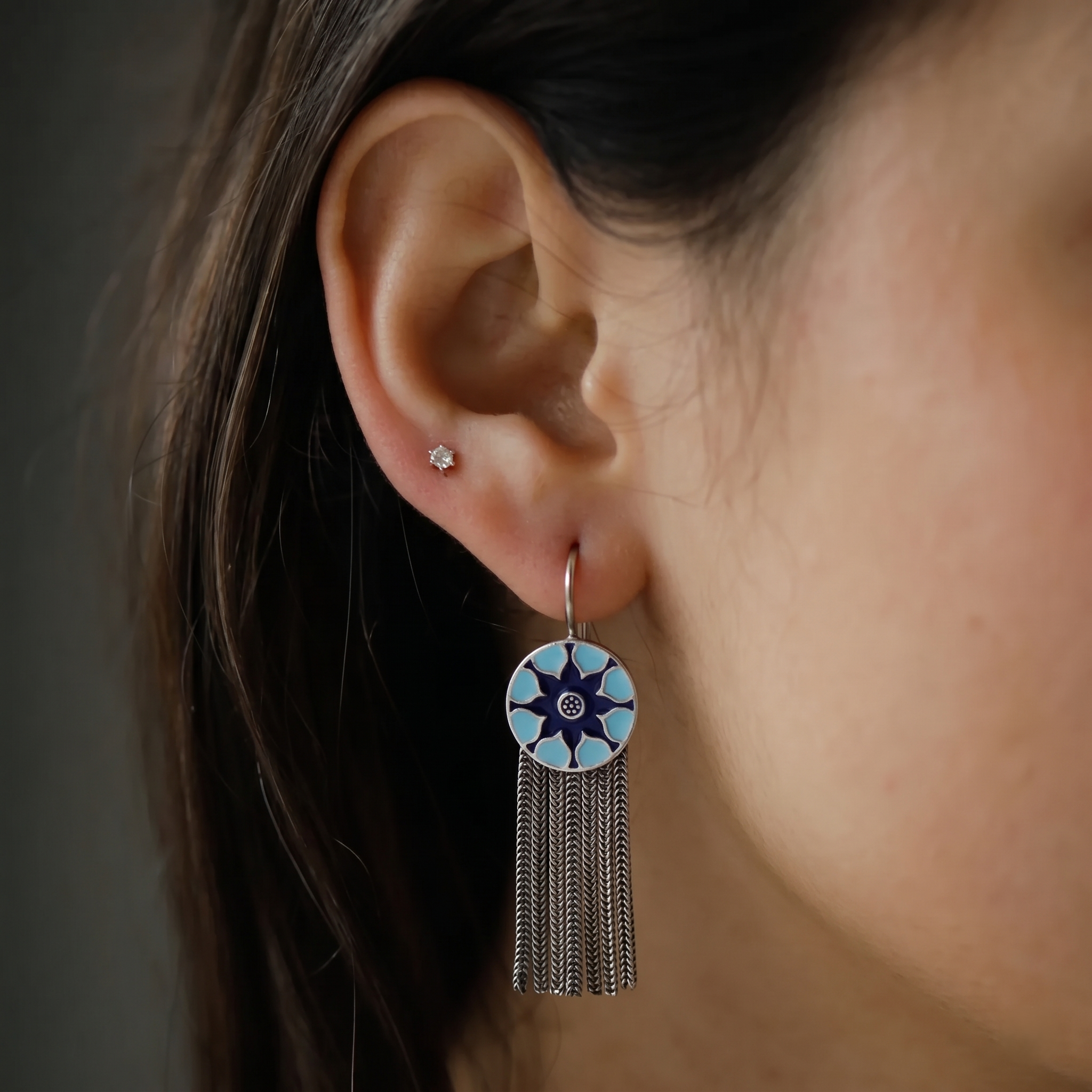 Turkish Meena Earrings - Blue