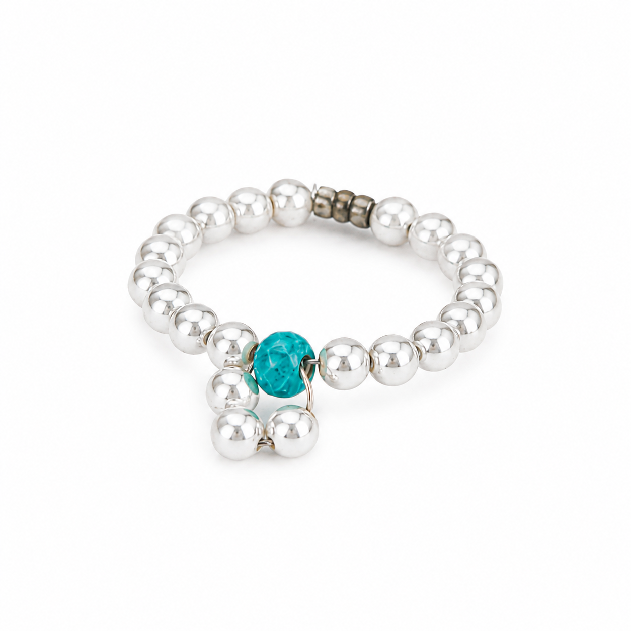Turquoise and Pearl Beaded Ring