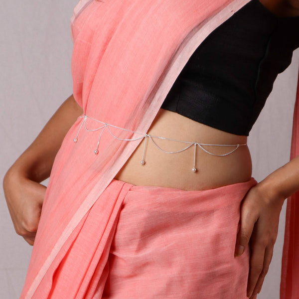Silver waist chain with pearl jhalar for ethnic styling