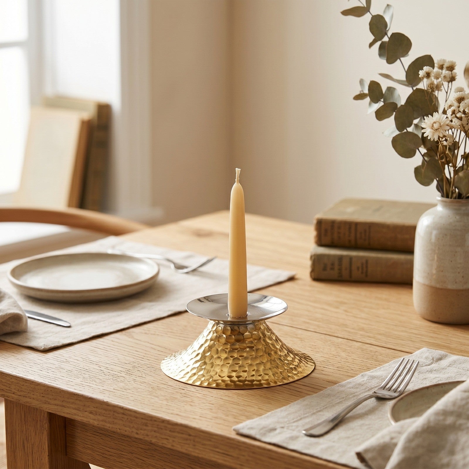 Silver Candle Stand | 22K Gold-Plated