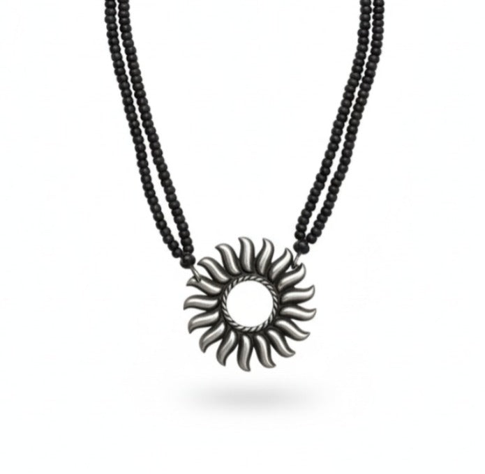House of Aadyaa Surya Mangalsutra silver pendant necklace