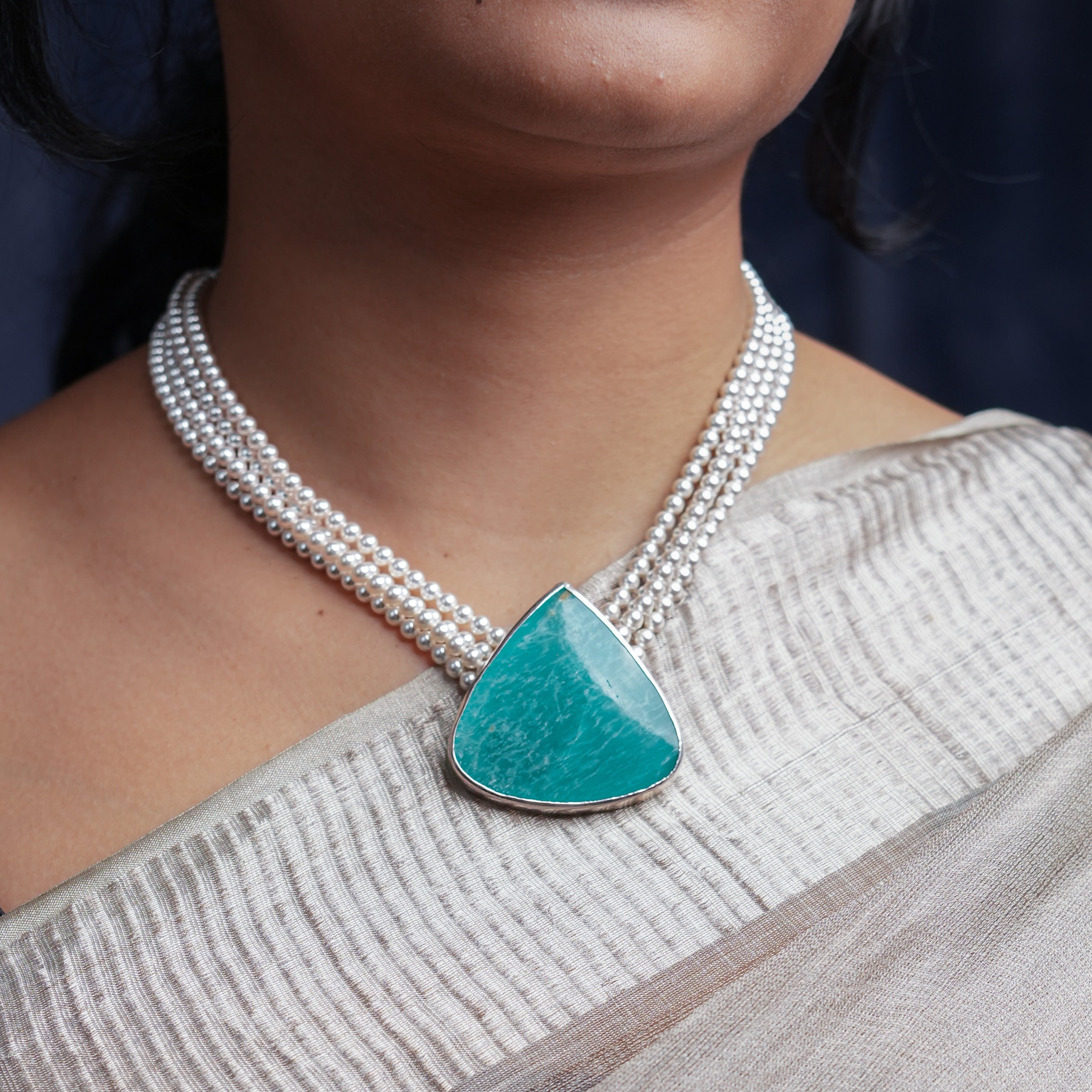 Luxe Necklace – Amazonite & Pearls