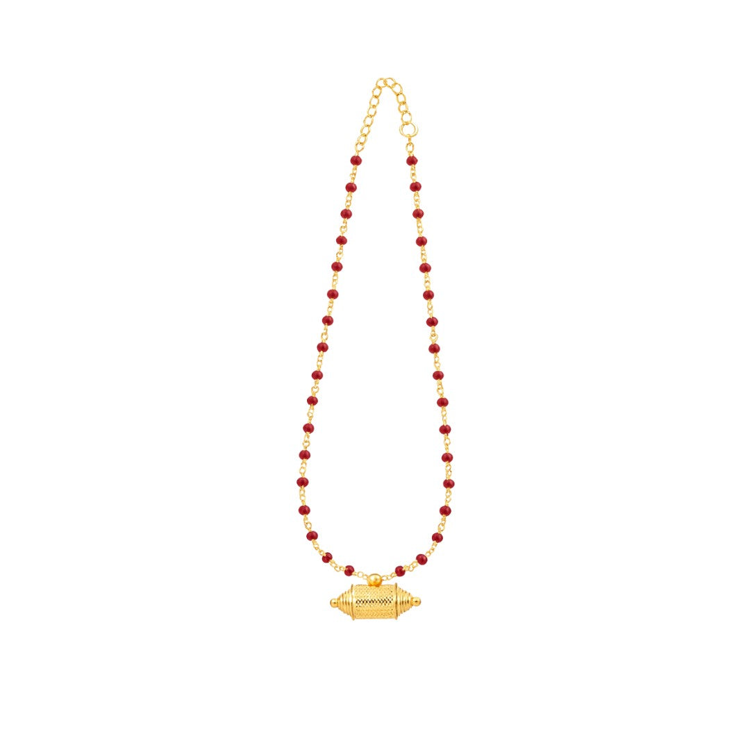 Taveej pendant necklace with ruby gold plated