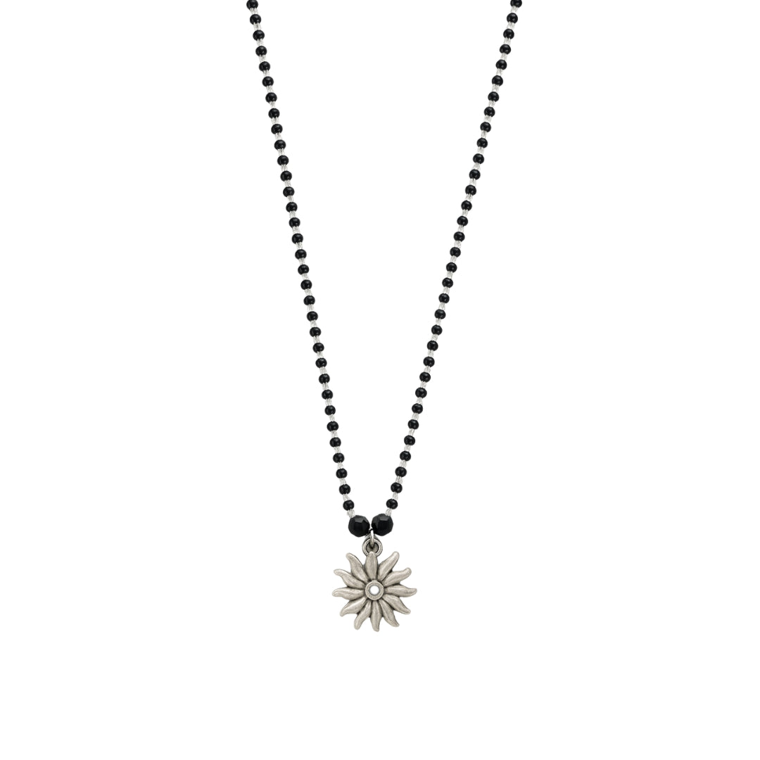 Silver sun charm mangalsutra in 92.5 sterling silver