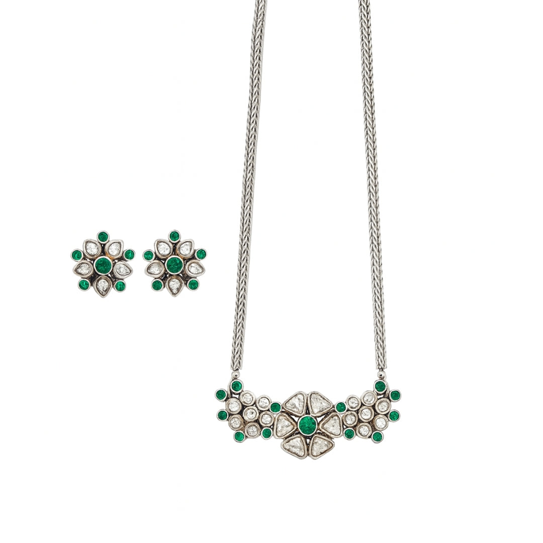 Polki Choker Silver Set (Moissanite)