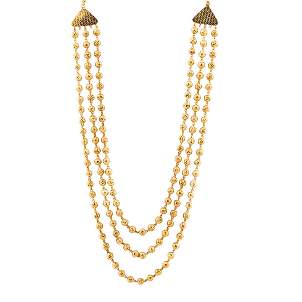 Gold 3 Layer Mohan Maal Necklace with traditional design