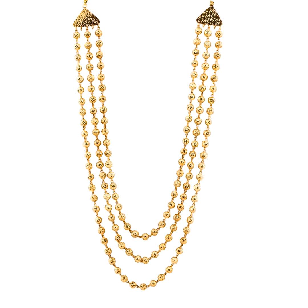 Gold 3 Layer Mohan Maal Necklace with traditional design