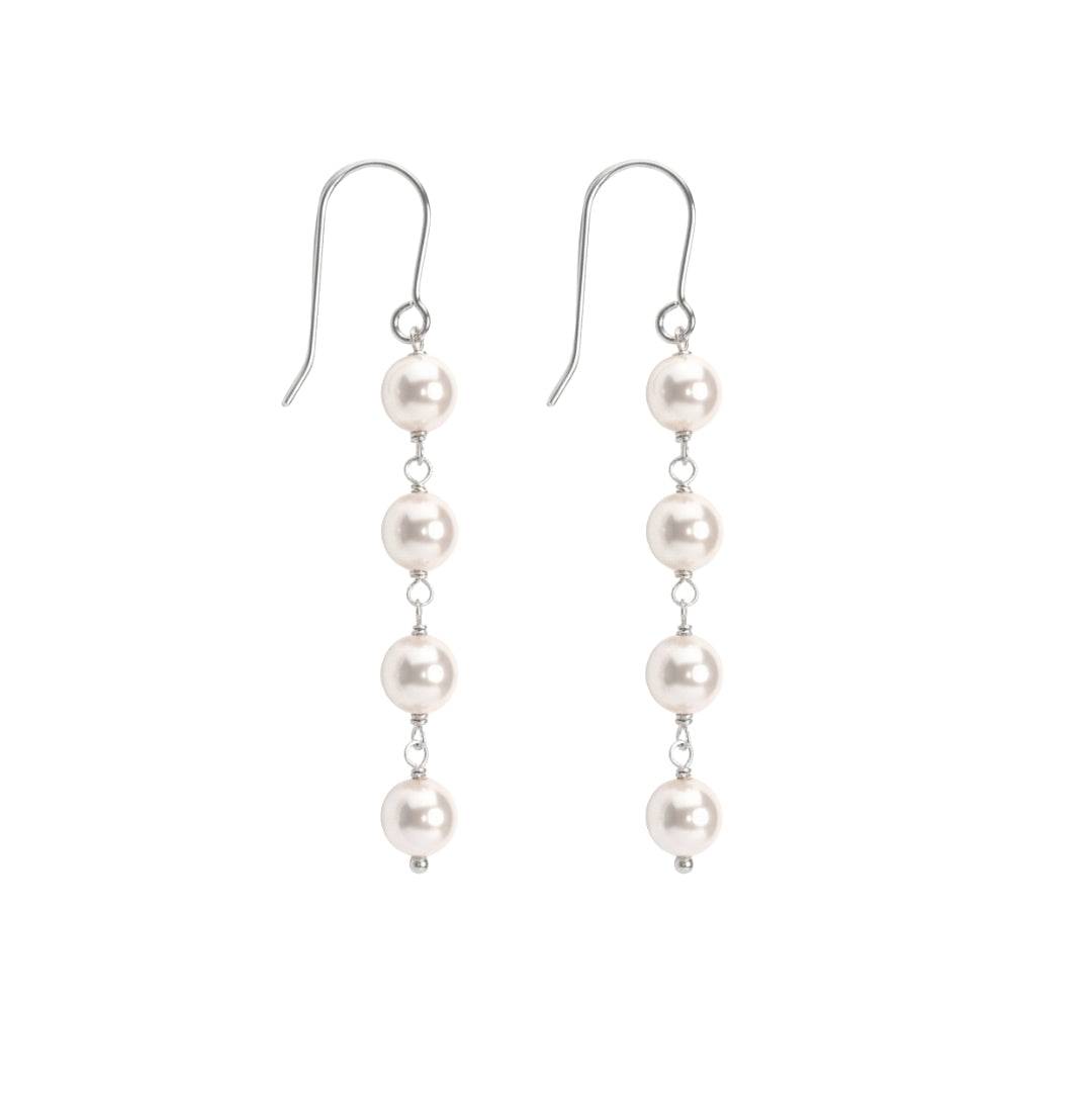 Pearl Dangling Earring front view in 92.5 sterling silver
