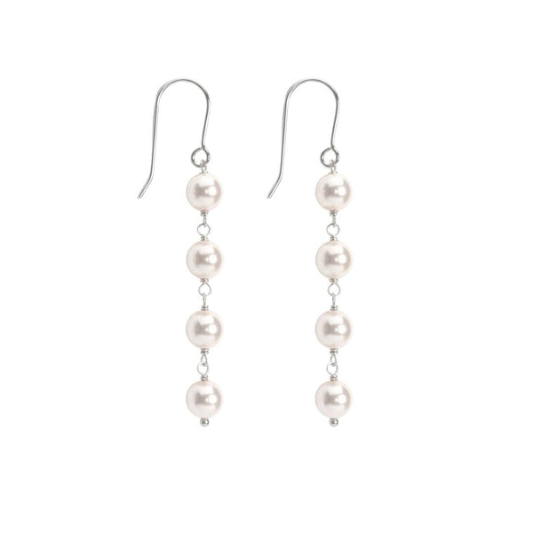 Pearl Dangling Earring front view in 92.5 sterling silver