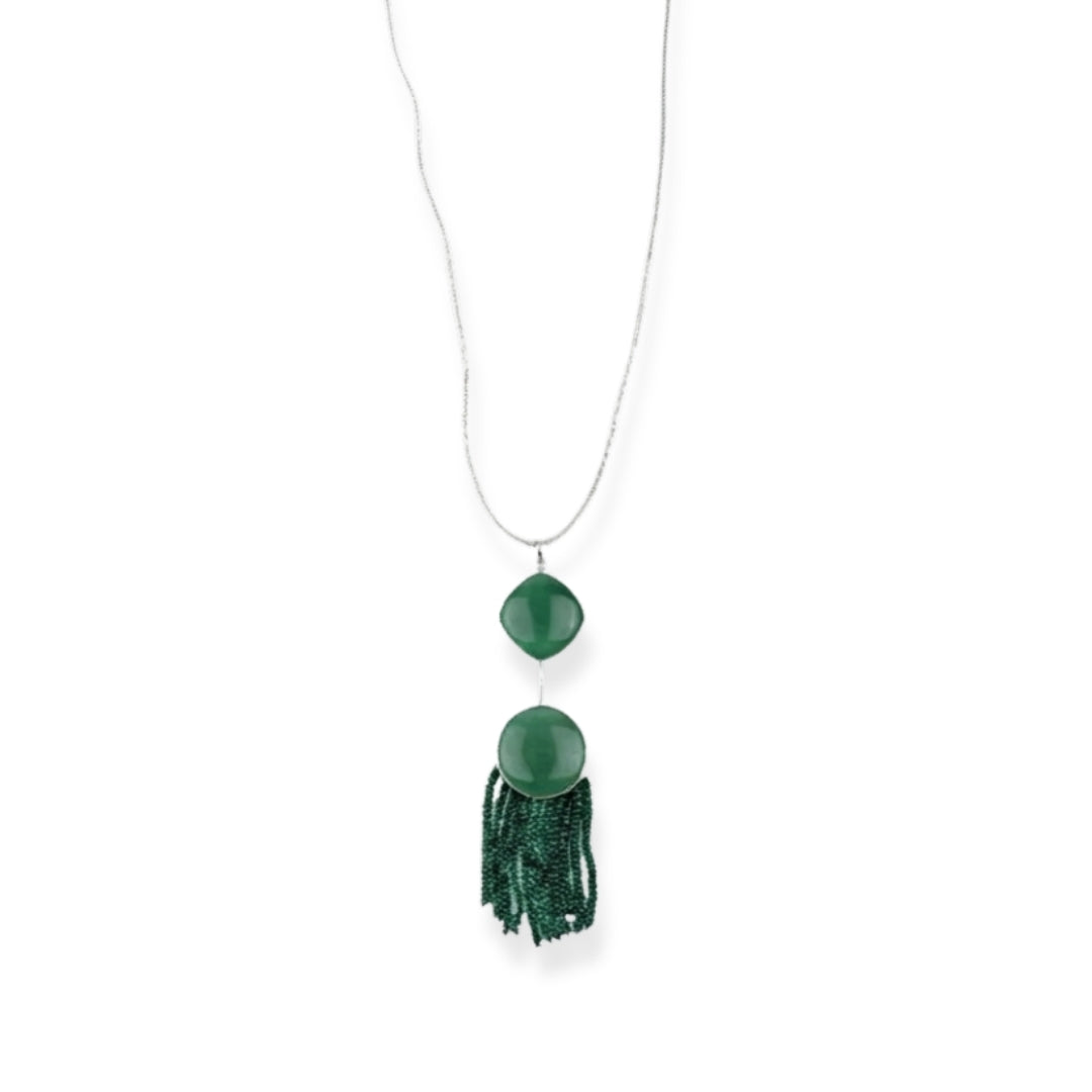 Green Onyx Flow Pendant Chain Necklace