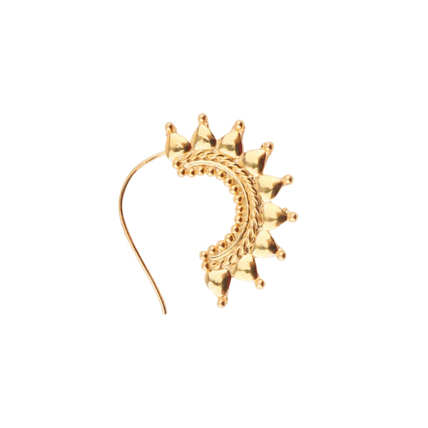 Gold plated crescent moon Nath with star-shaped spikes for ethnic jewelry