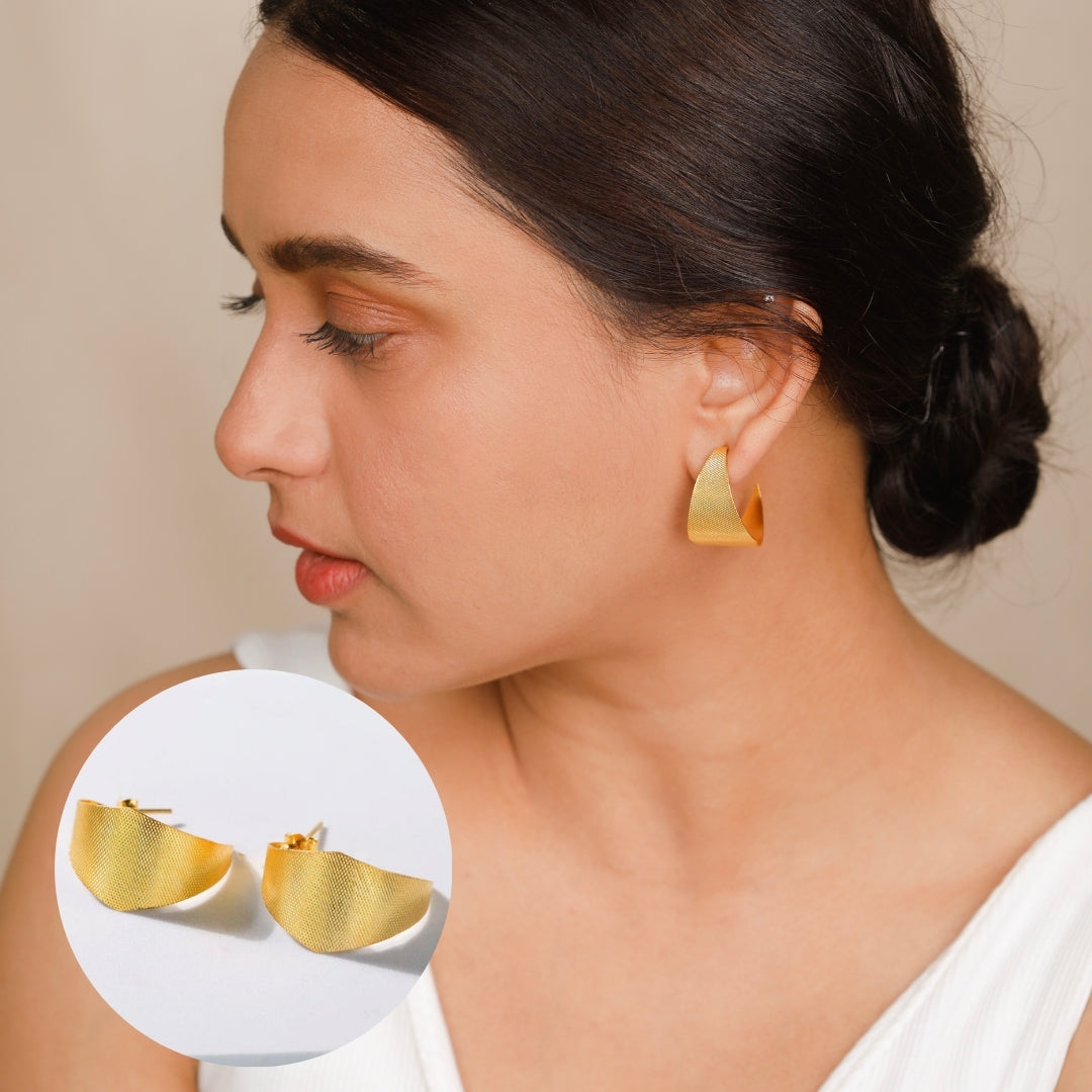 Alisha Hoops - Fold Earrings (Gold Plated)