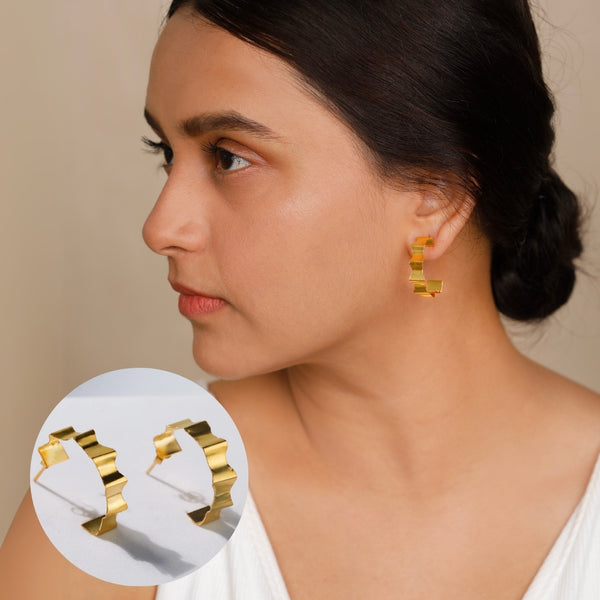 Rebecca - Fold Earrings | 92.5 Silver | 22K Gold Plated