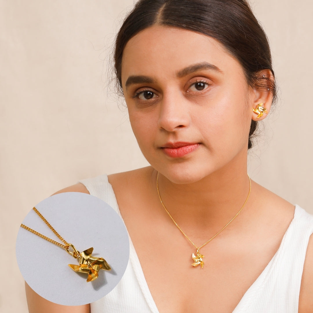 Pinwheel Necklace - Fold Collection (Gold Plated)