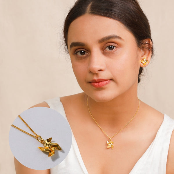 Pinwheel Necklace - Fold Collection | 92.5 Silver | 22K Gold Plated