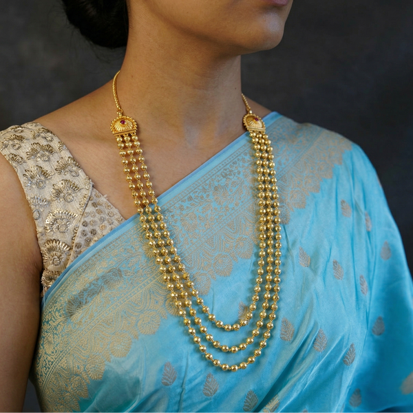 हरपर रेवडी माला (Harpar Revdi Mala) 3 Layered Necklace | 22K Gold plated (Made to Order)