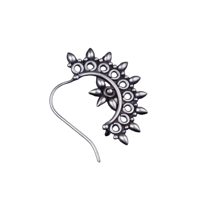 Silver Filigree Drop Motif Nath (Left, Pierced)