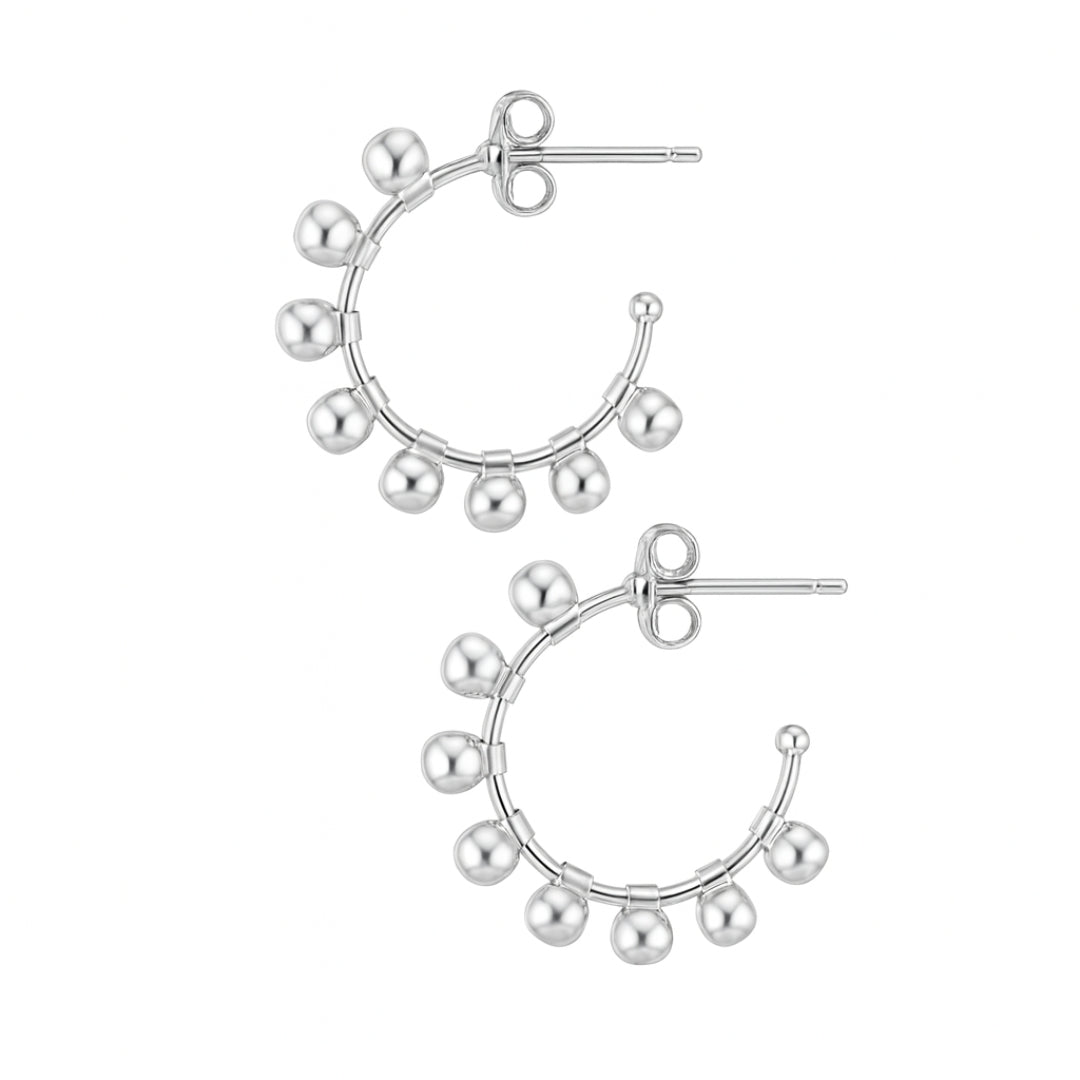 Silver Pearl Hoops (4mm)