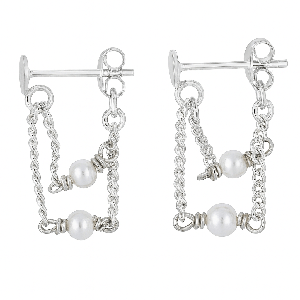 Pearl layer earrings in 92.5 sterling silver