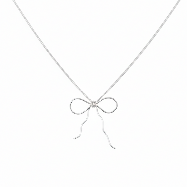 Silver Chain Bow Necklace: Small