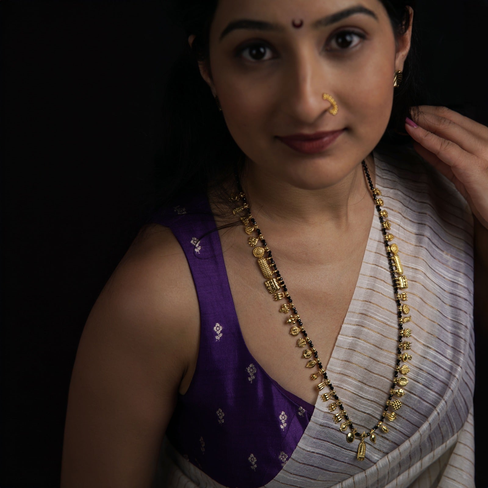 The Aadyaa Saaj (Black spinel) - Short | 92.5 Silver | 22K Gold Plated