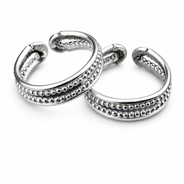 Silver Shiny Dotted Toe Ring