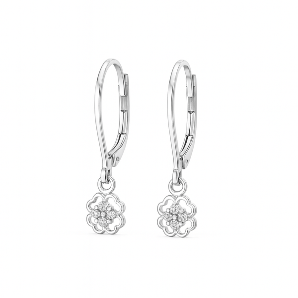 Silver CZ Clover Earring Hallmarked Silver Jewelry