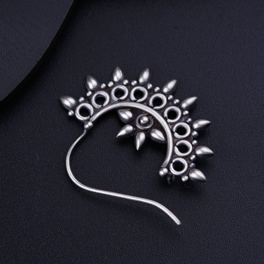 Silver Filigree Drop Motif Nath (Left, Pierced)