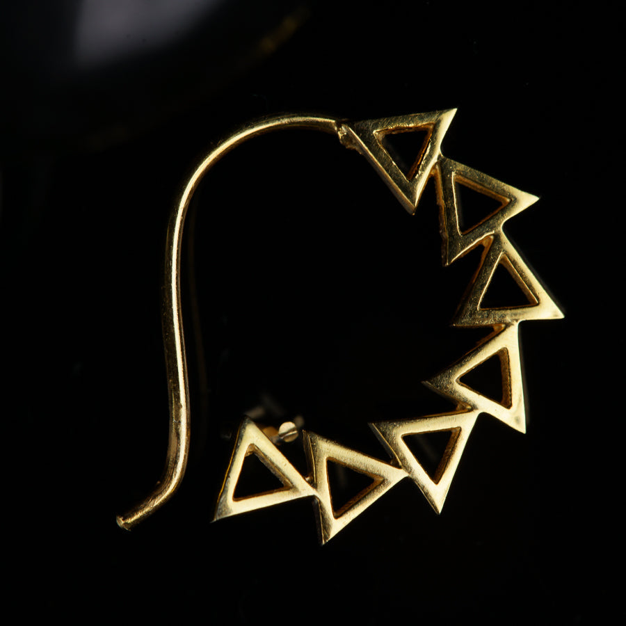 a close up of a pair of earrings on a black background