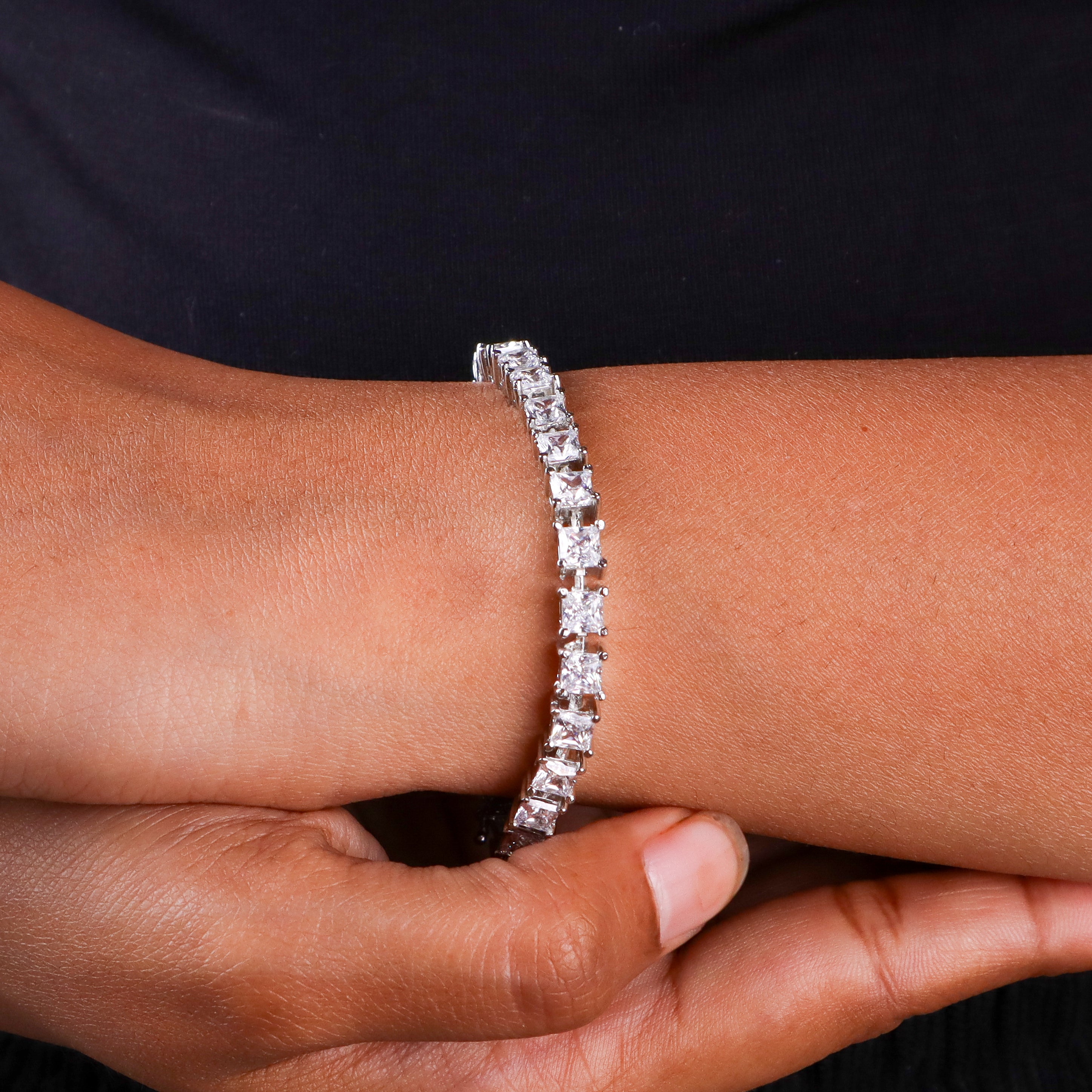 Square Shape CZ Tennis Bracelet